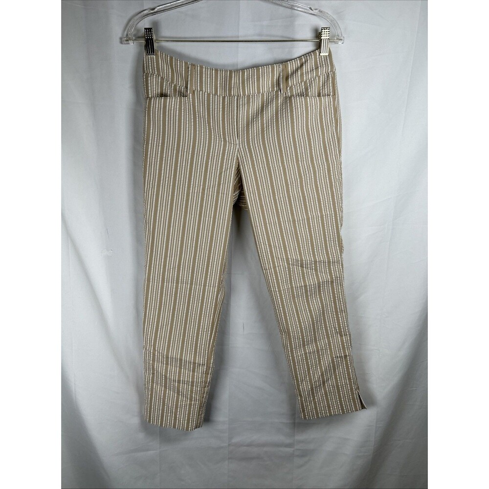 New York & Company Striped Capri Pants Size 2 Beige White Cropped